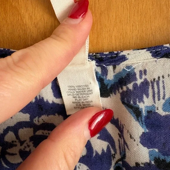 Raga Womens Blue White Floral Ikat Viscose Wrap Maxi Dress Size M 3/4 Sleeve - Picture 4 of 9